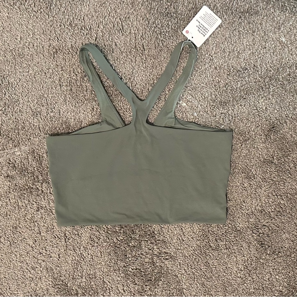 Lululemon Athletica Bend this V and Racer Bra in Grey Eucalyptus Size S/M
